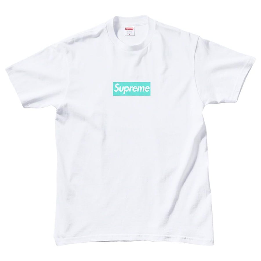 Details on Supreme Tiffany & Co. Box Logo Tee from fall winter 2021 (Price is $54)