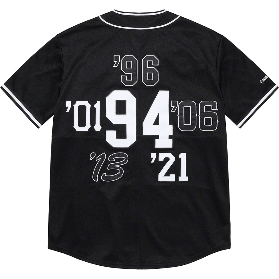 Details on Supreme Mitchell & Ness Patchwork Baseball Jersey Black from fall winter
                                                    2021 (Price is $198)