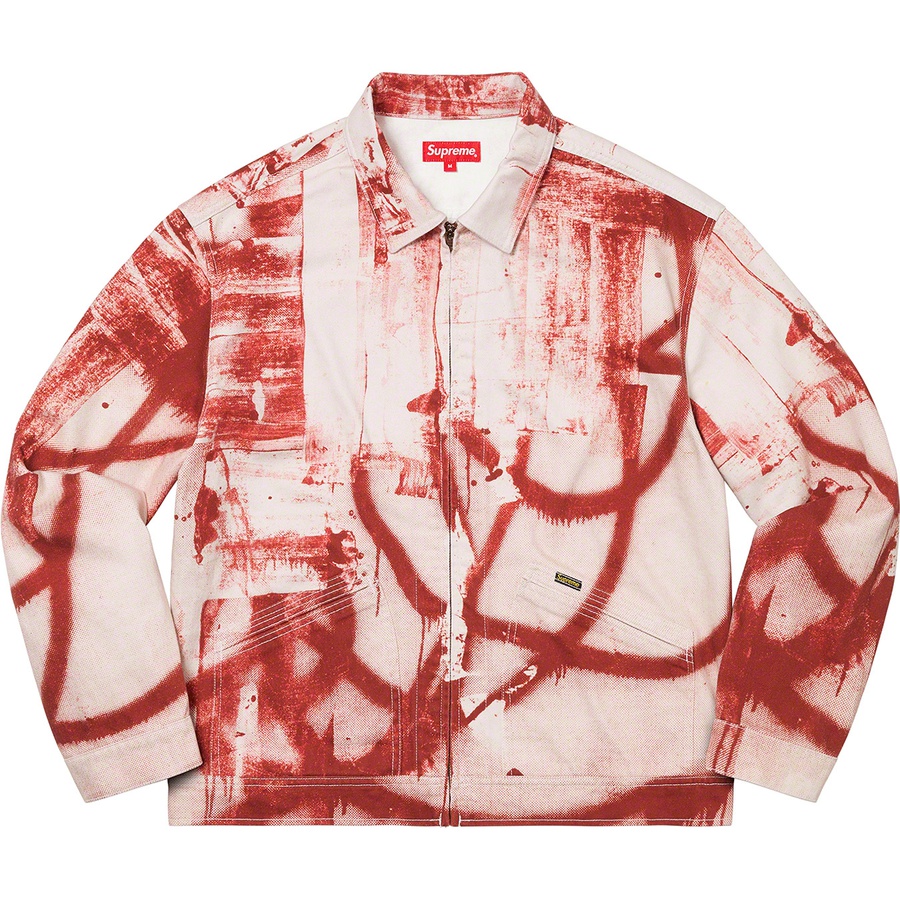 Details on Christopher Wool Supreme Denim Work Jacket Red from fall winter 2021 (Price is $228)