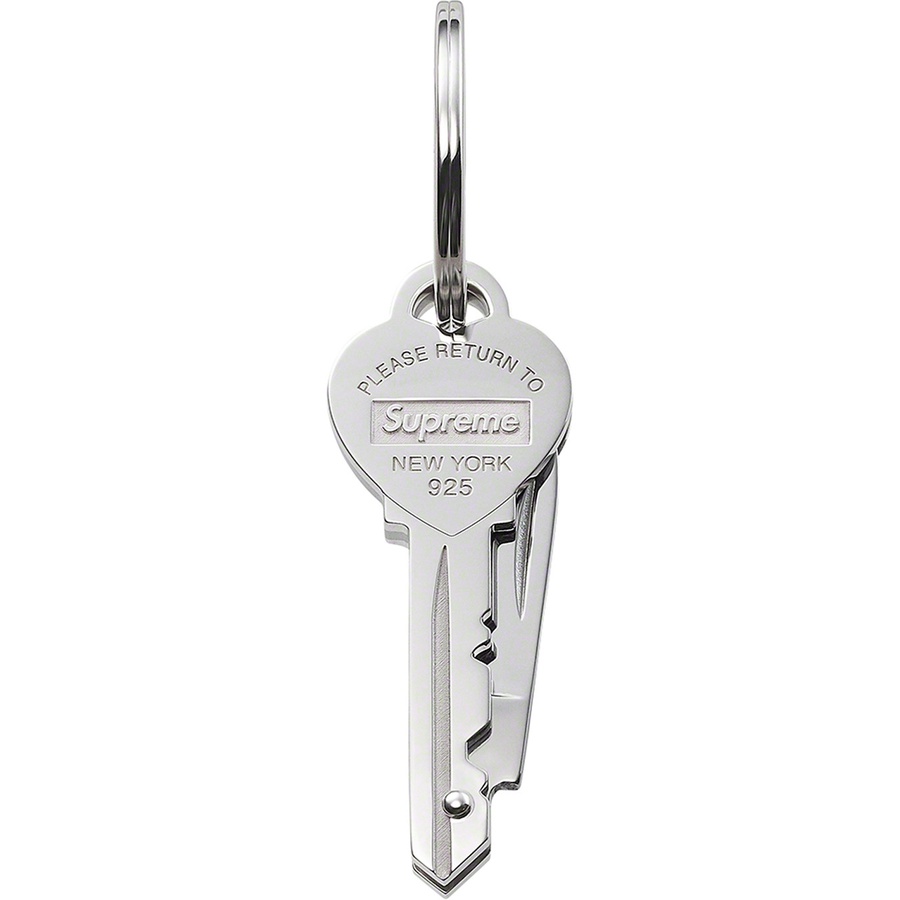 Details on Supreme Tiffany & Co. Return to Tiffany Heart Knife Key Ring Silver from fall winter
                                                    2021 (Price is $525)