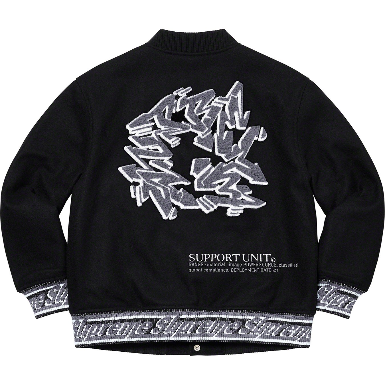 supreme 21fw support unit Varsity Jacket-