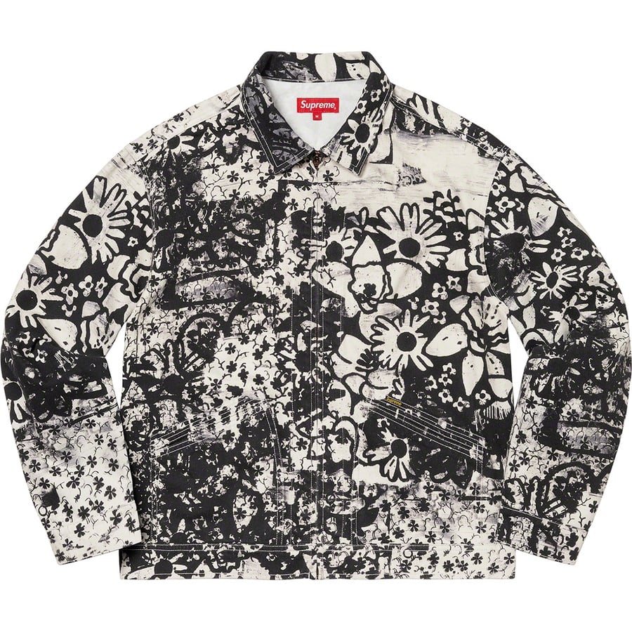 Details on Christopher Wool Supreme Denim Work Jacket Black from fall winter 2021 (Price is $228)