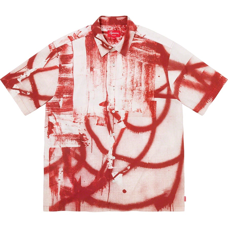 Details on Christopher Wool SupremeS S Shirt Red from fall winter 2021 (Price is $148)