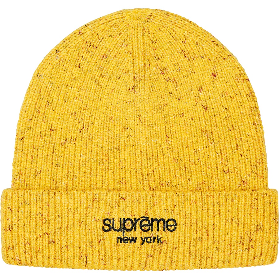 Details on Rainbow Speckle Beanie Yellow from fall winter 2021 (Price is $48)