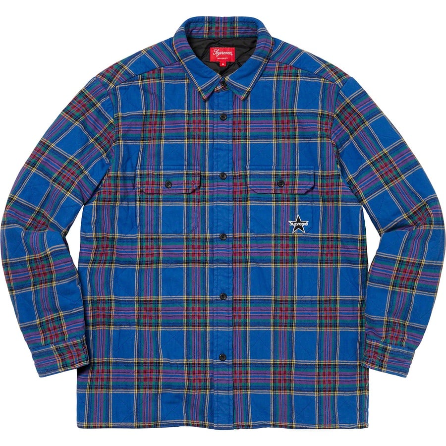 Details on Quilted Plaid Flannel Shirt Dusty Royal from fall winter
                                                    2021 (Price is $148)