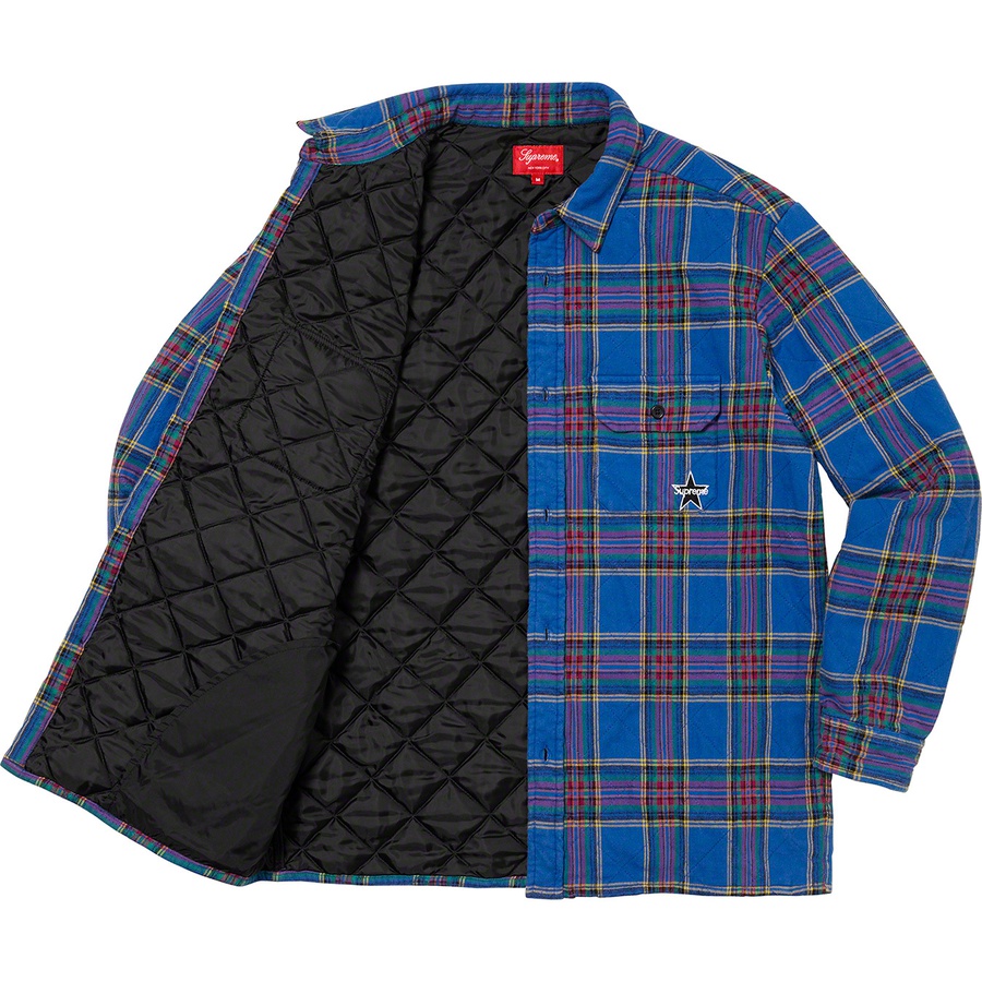 Details on Quilted Plaid Flannel Shirt Dusty Royal from fall winter 2021 (Price is $148)