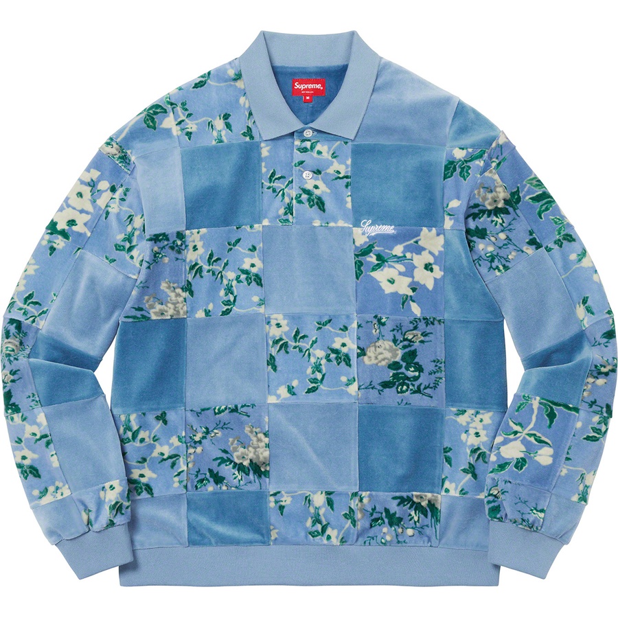 Details on Floral Patchwork Velour L S Polo Slate from fall winter 2021 (Price is $128)