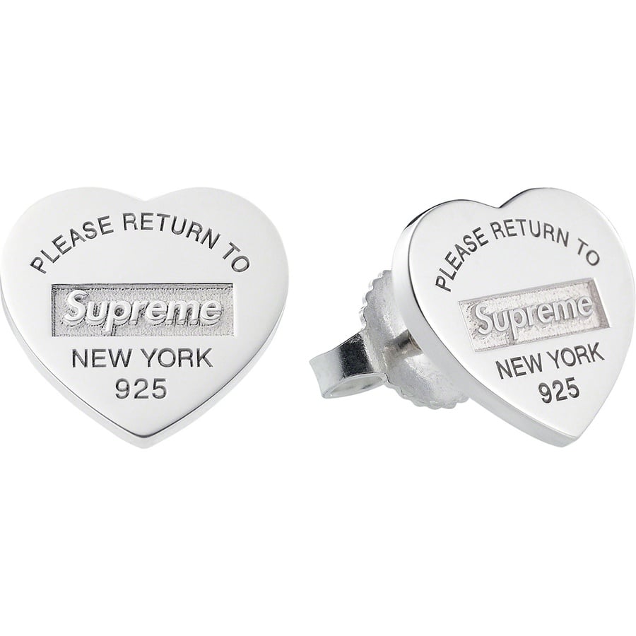 Details on Supreme Tiffany & Co. Return to Tiffany Heart Tag Stud Earrings (Set of 2) Silver from fall winter
                                                    2021 (Price is $300)