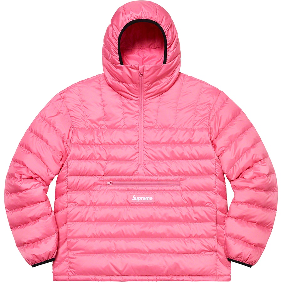 Details on Micro Down Half Zip Hooded Pullover Pink from fall winter 2021 (Price is $238)