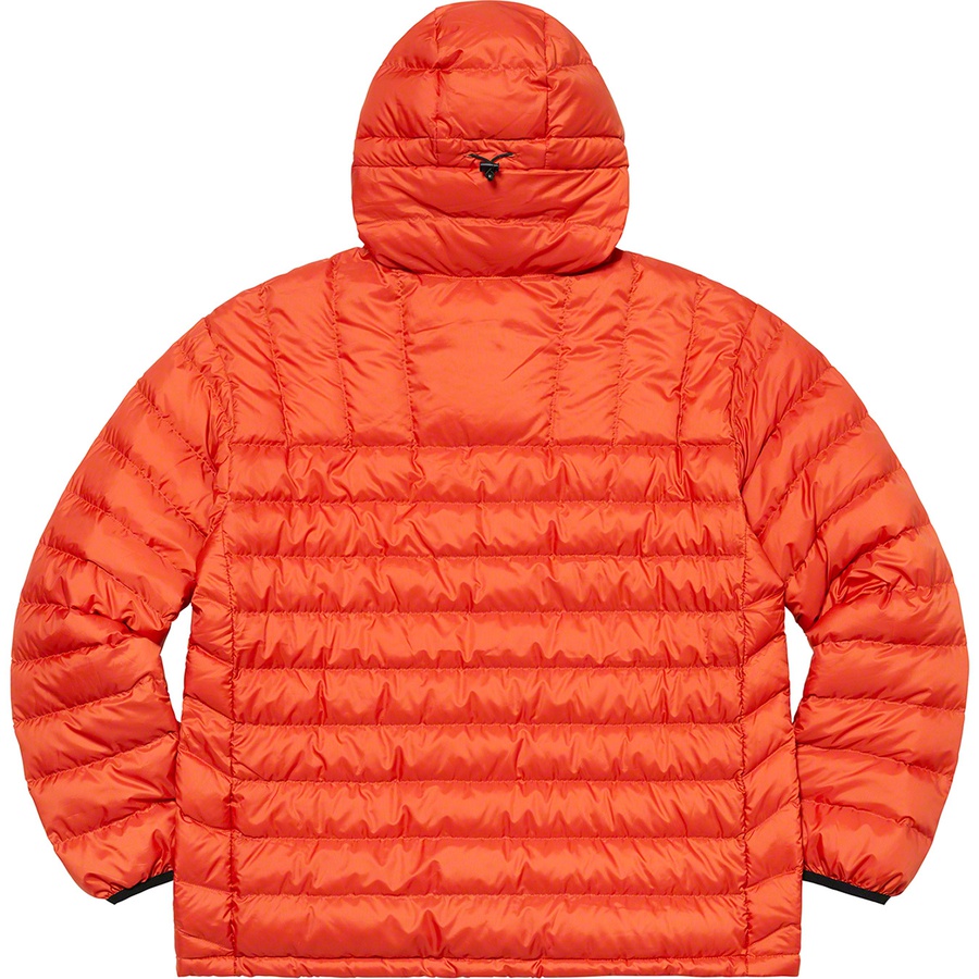 Details on Micro Down Half Zip Hooded Pullover Dark Orange from fall winter 2021 (Price is $238)