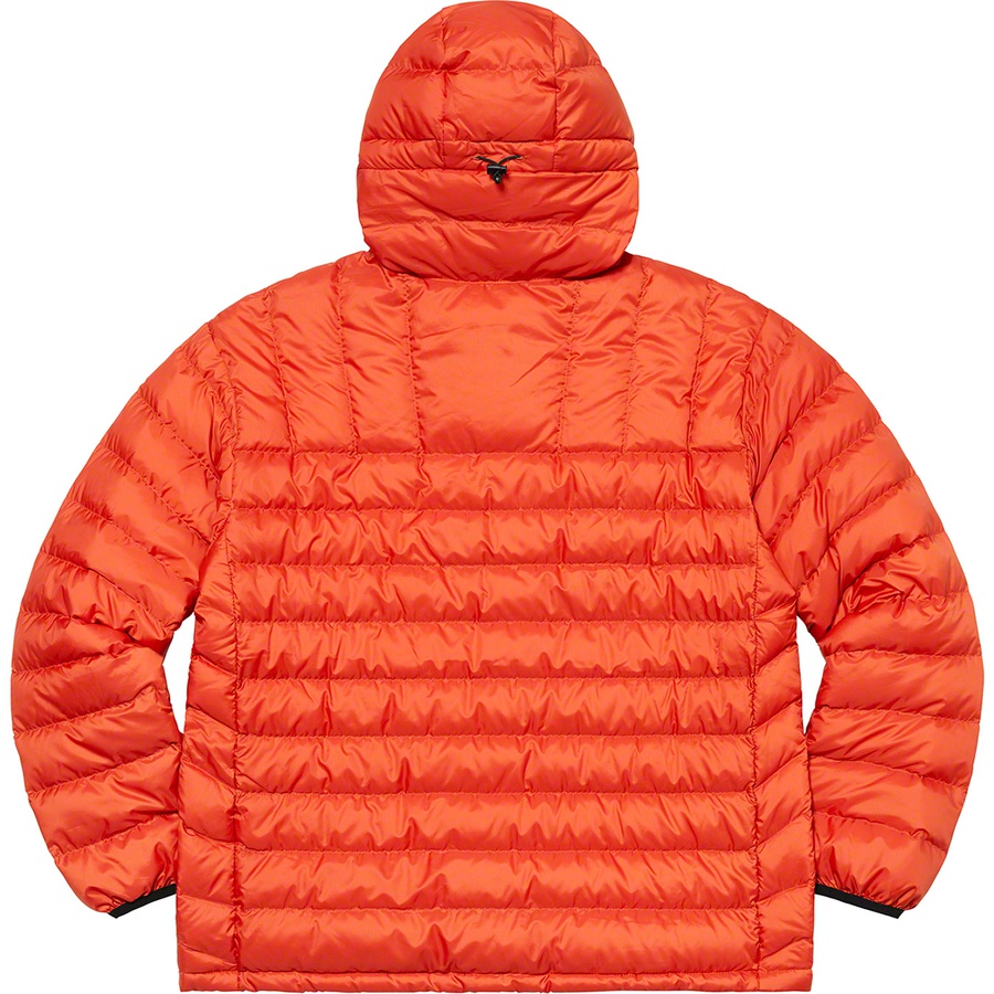 Details on Micro Down Half Zip Hooded Pullover Dark Orange from fall winter
                                                    2021 (Price is $238)