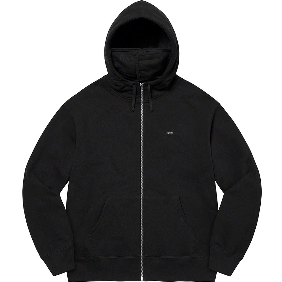 Details on Small Box Facemask Zip Up Hooded Sweatshirt Black from fall winter 2021 (Price is $168)