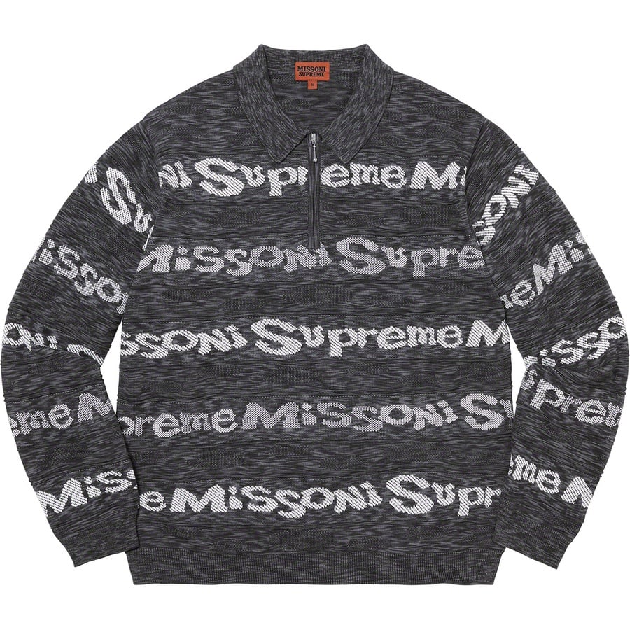 Details on Supreme Missoni Zip L S Polo Black from fall winter
                                                    2021 (Price is $228)