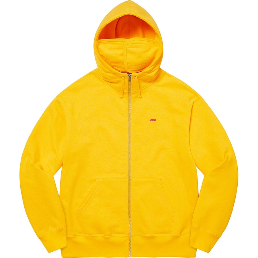 Details on Small Box Facemask Zip Up Hooded Sweatshirt Yellow from fall winter 2021 (Price is $168)