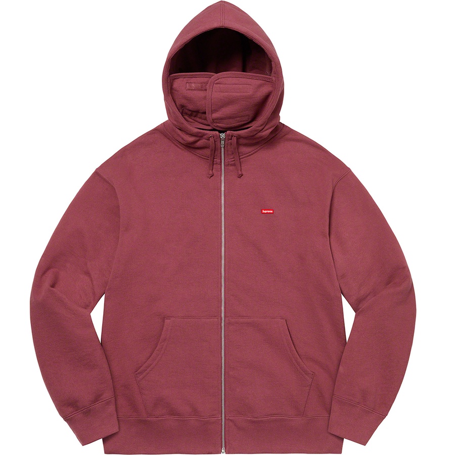 Details on Small Box Facemask Zip Up Hooded Sweatshirt Plum from fall winter 2021 (Price is $168)