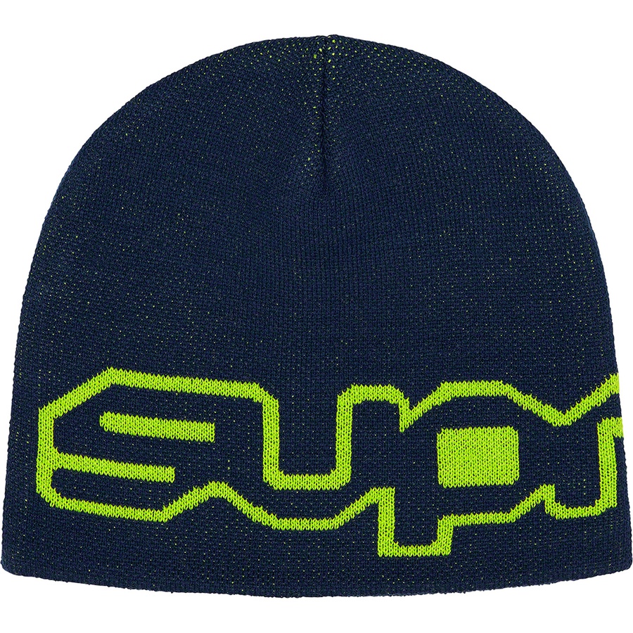 Details on Wrap Logo Beanie Navy from fall winter 2021 (Price is $38)