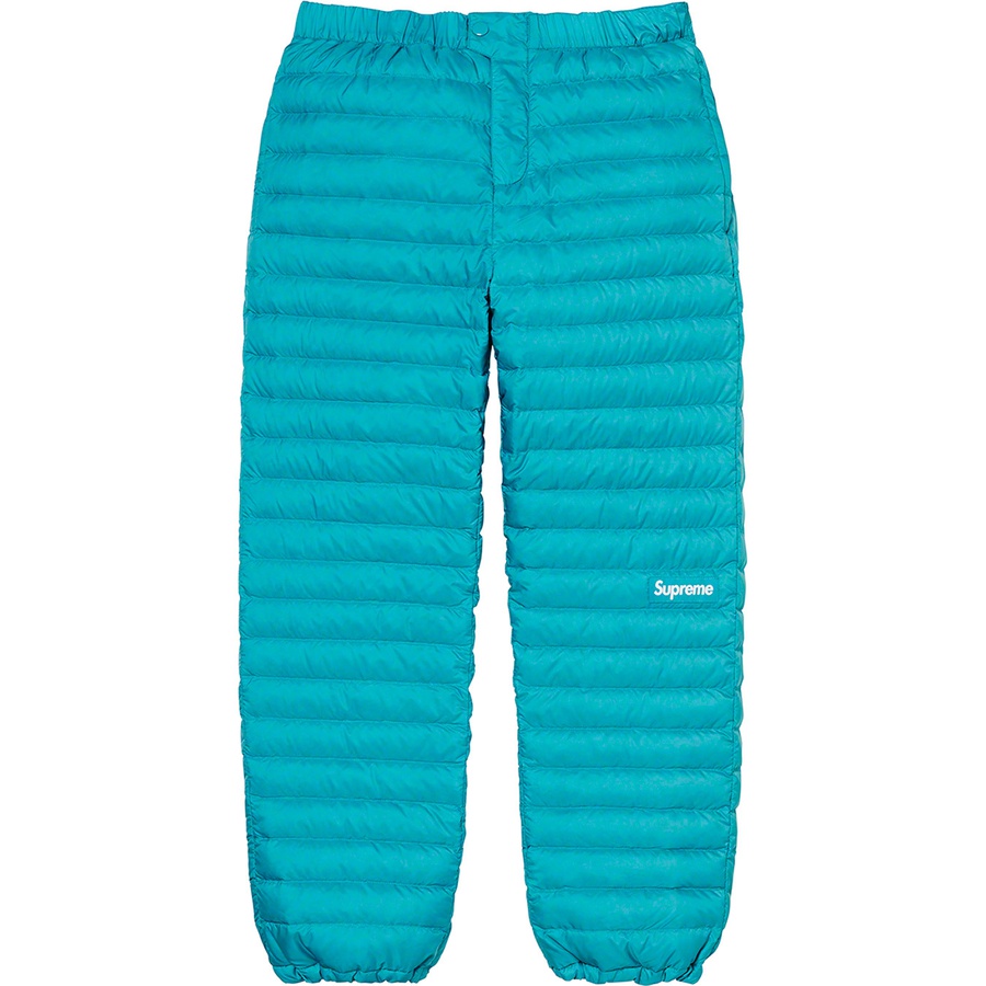 Details on Micro Down Pant Teal from fall winter 2021 (Price is $188)
