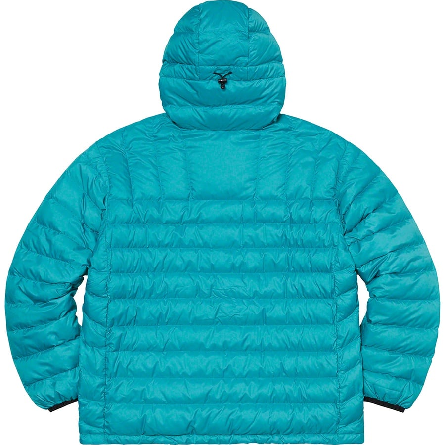 Details on Micro Down Half Zip Hooded Pullover Teal from fall winter 2021 (Price is $238)