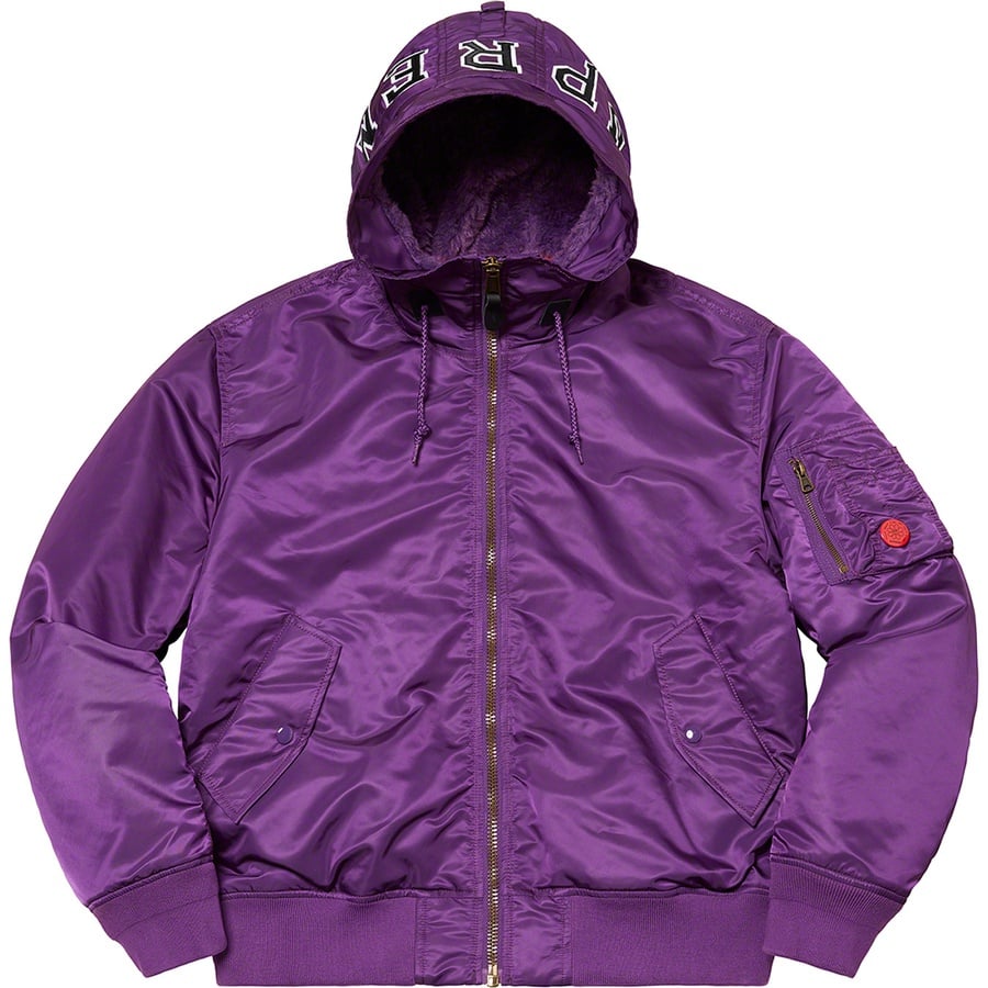 Details on Hooded MA-1 Purple from fall winter
                                                    2021 (Price is $328)