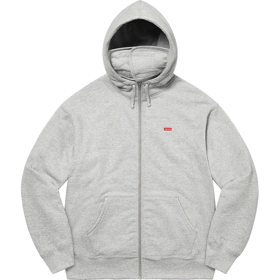 Details on Small Box Facemask Zip Up Hooded Sweatshirt Heather Grey from fall winter 2021 (Price is $168)