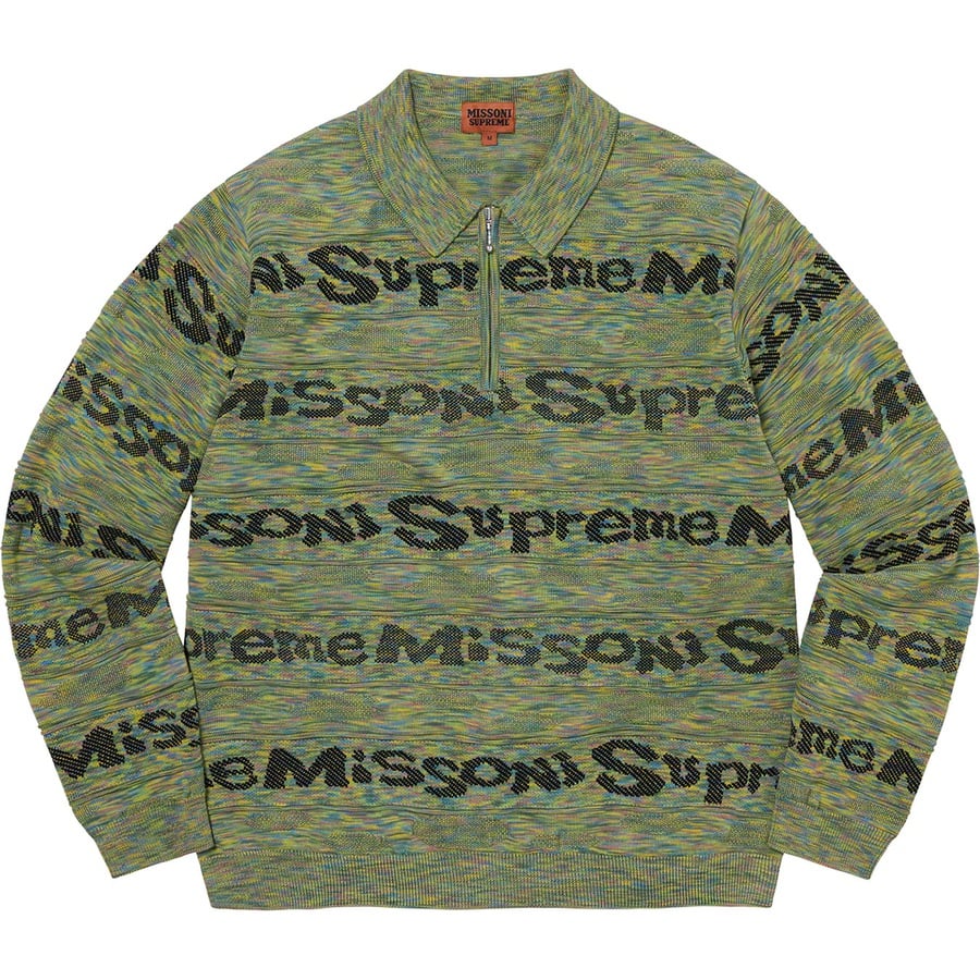 Details on Supreme Missoni Zip L S Polo Lime from fall winter
                                                    2021 (Price is $228)