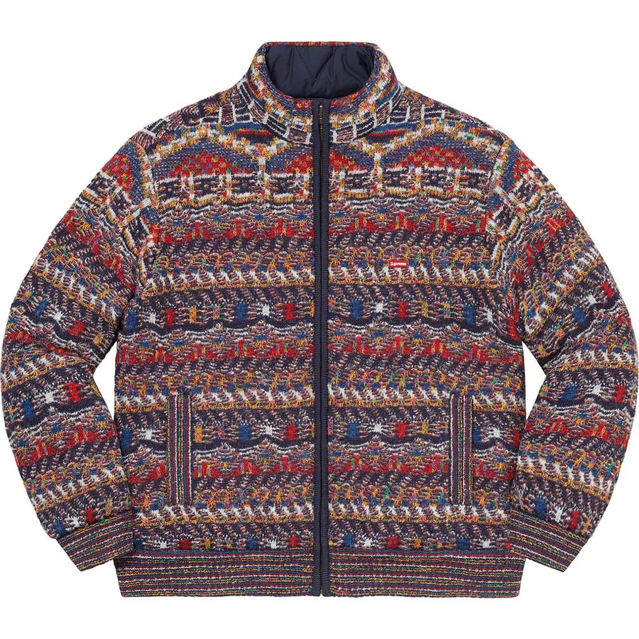 Details on Supreme Missoni Reversible Knit Jacket Navy from fall winter
                                                    2021 (Price is $498)