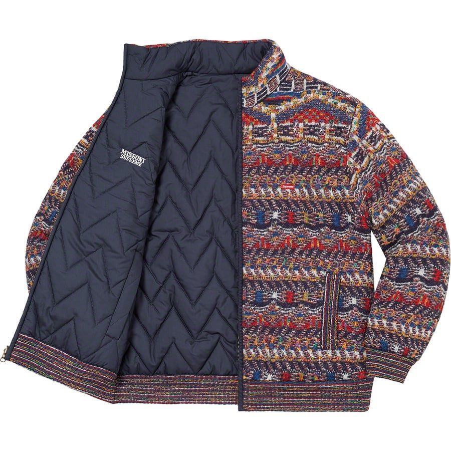 Details on Supreme Missoni Reversible Knit Jacket Navy from fall winter
                                                    2021 (Price is $498)