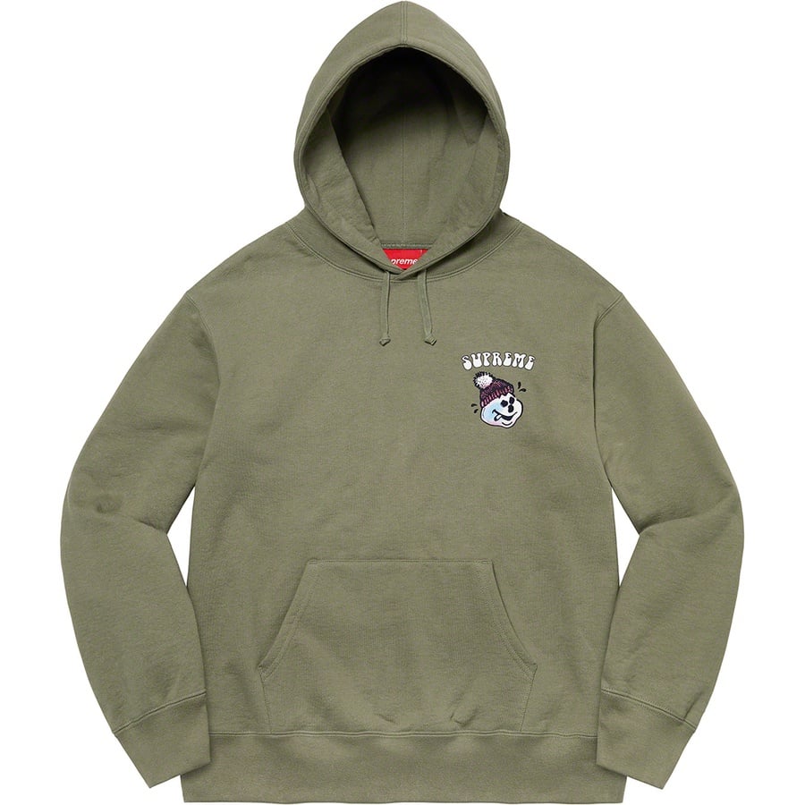 Details on Snowman Hooded Sweatshirt Light Olive from fall winter
                                                    2021 (Price is $158)