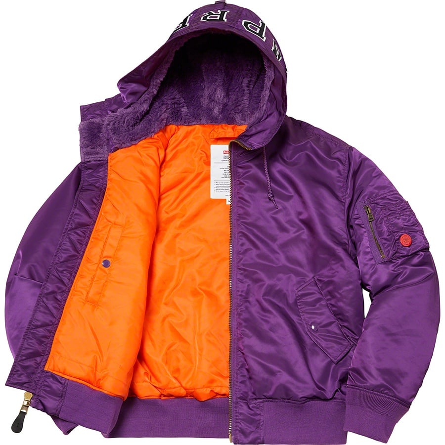 Details on Hooded MA-1 Purple from fall winter
                                                    2021 (Price is $328)