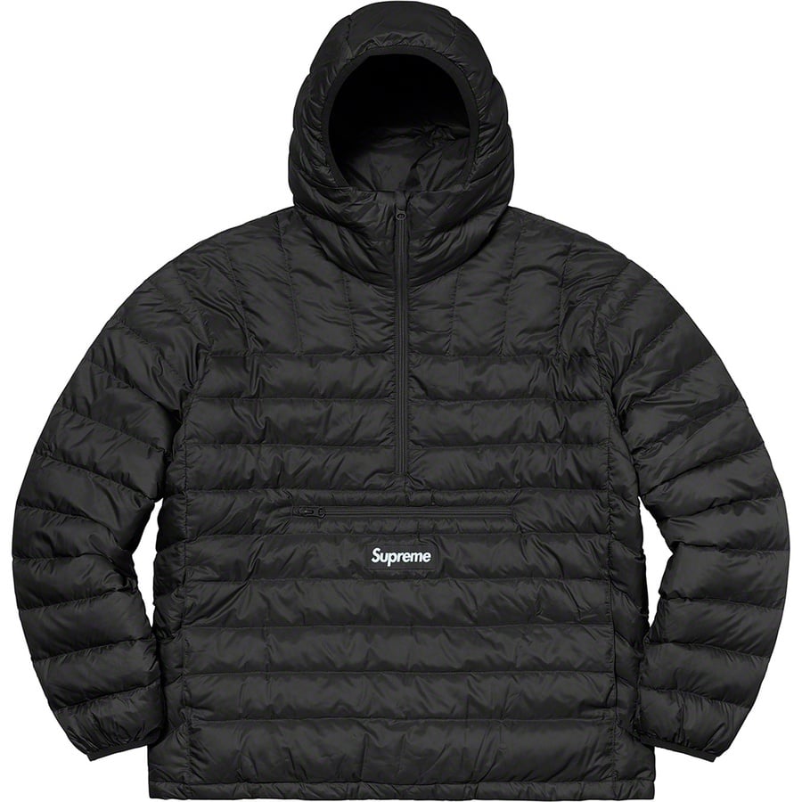 Details on Micro Down Half Zip Hooded Pullover Black from fall winter 2021 (Price is $238)