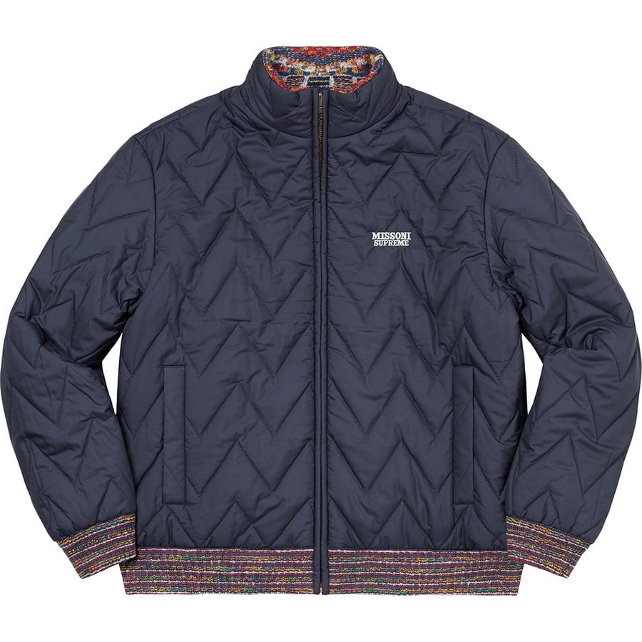 Details on Supreme Missoni Reversible Knit Jacket Navy from fall winter
                                                    2021 (Price is $498)