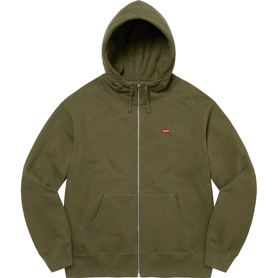 Details on Small Box Facemask Zip Up Hooded Sweatshirt Dark Olive from fall winter 2021 (Price is $168)