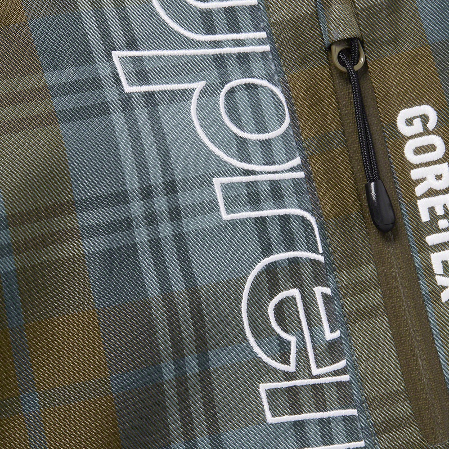 Details on GORE-TEX Tech Shell Jacket Olive Plaid from fall winter 2021 (Price is $328)