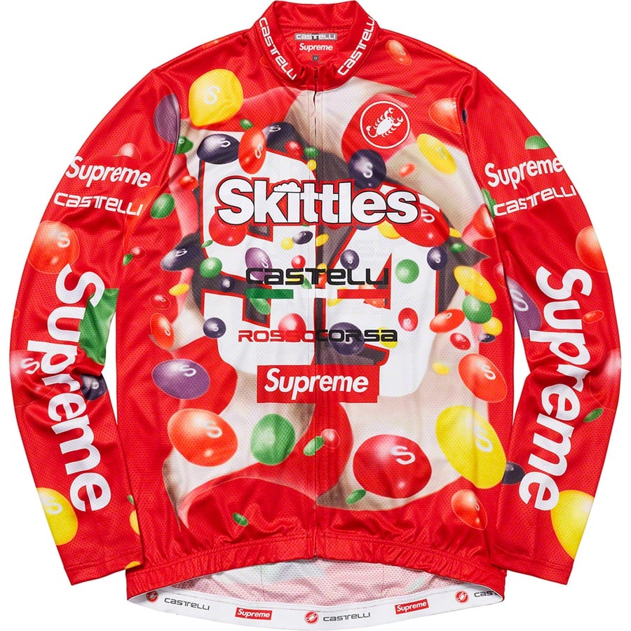 Details on Supreme Skittles <wbr>Castelli L S Cycling Jersey Red from fall winter 2021 (Price is $198)