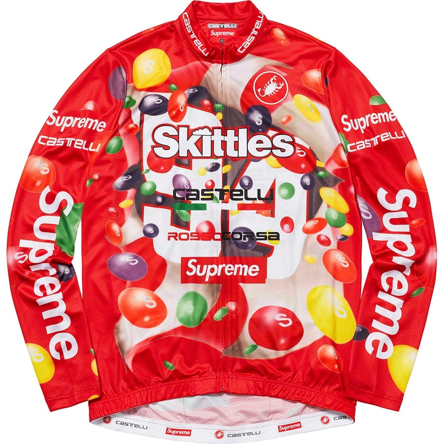 Details on Supreme Skittles <wbr>Castelli L S Cycling Jersey Red from fall winter
                                                    2021 (Price is $198)