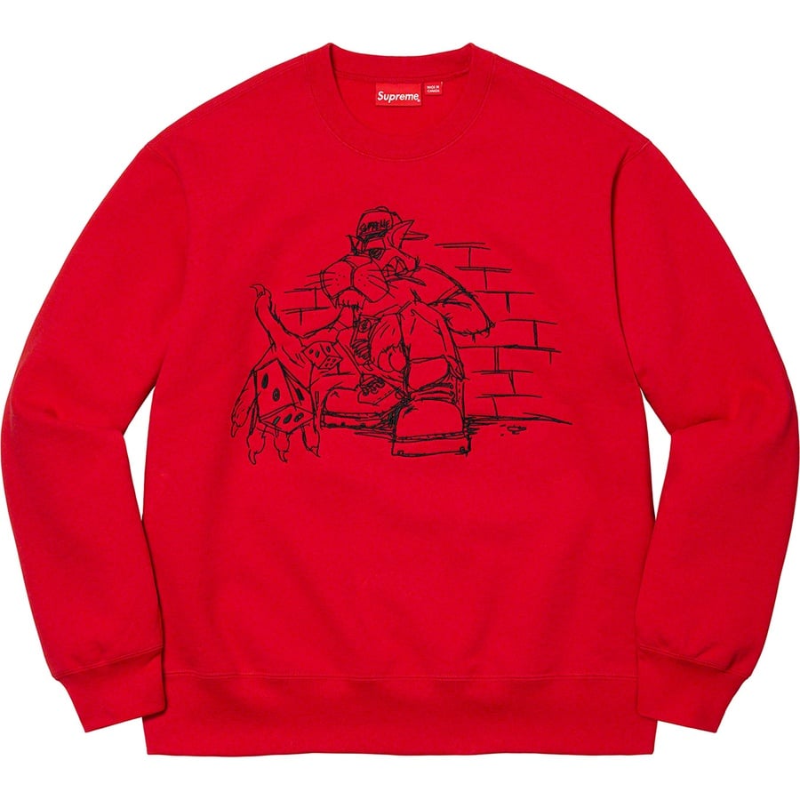 Details on Dice Crewneck Red from fall winter
                                                    2021 (Price is $148)