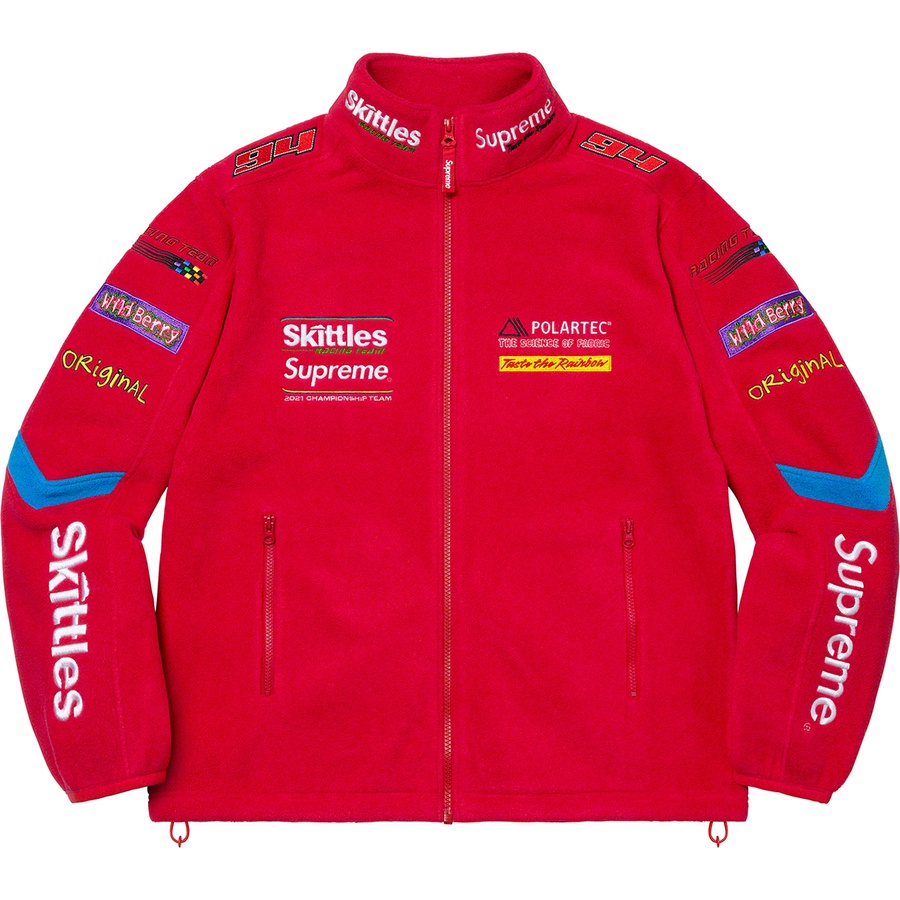 Details on Supreme Skittles <wbr>Polartec Jacket Red from fall winter
                                                    2021 (Price is $228)