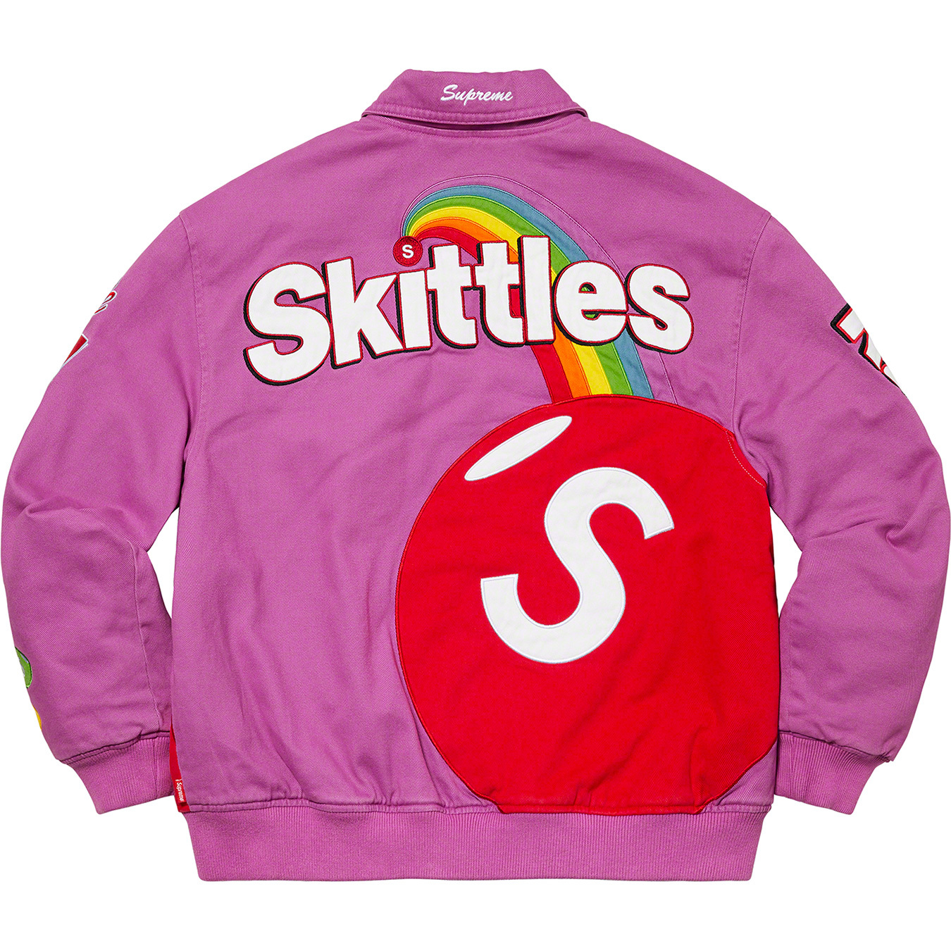 Supreme Skittles Mitchell & Ness Varsity Jacket BlackSupreme Skittles  Mitchell & Ness Varsity Jacket Black - OFour