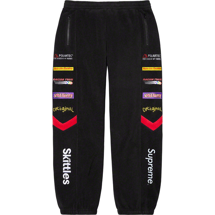Details on Supreme Skittles Polartec Pant Black from fall winter
                                                    2021 (Price is $188)