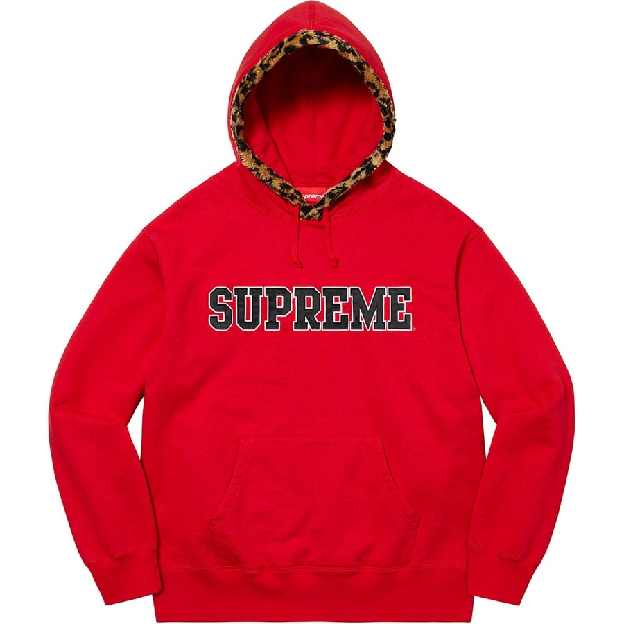 Details on Leopard Trim Hooded Sweatshirt Red from fall winter
                                                    2021 (Price is $158)