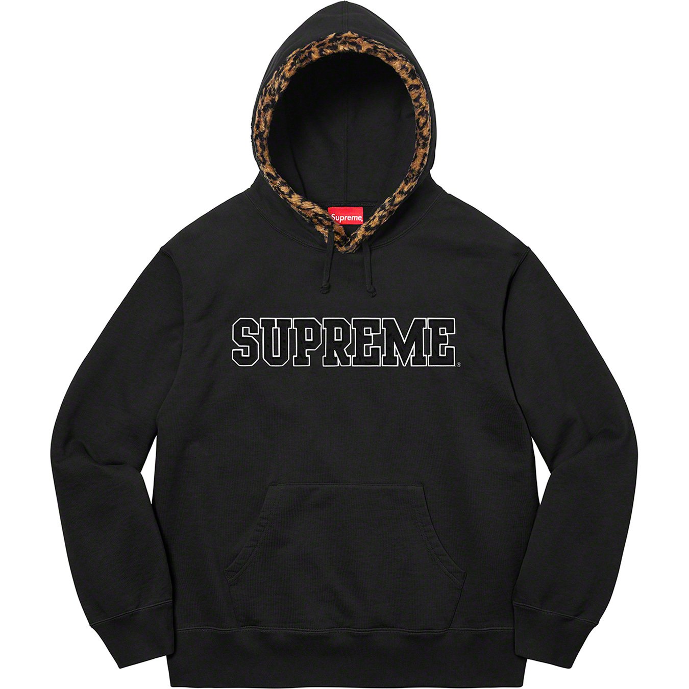 Supreme Leopard Trim Hooded Sweatshirt Red