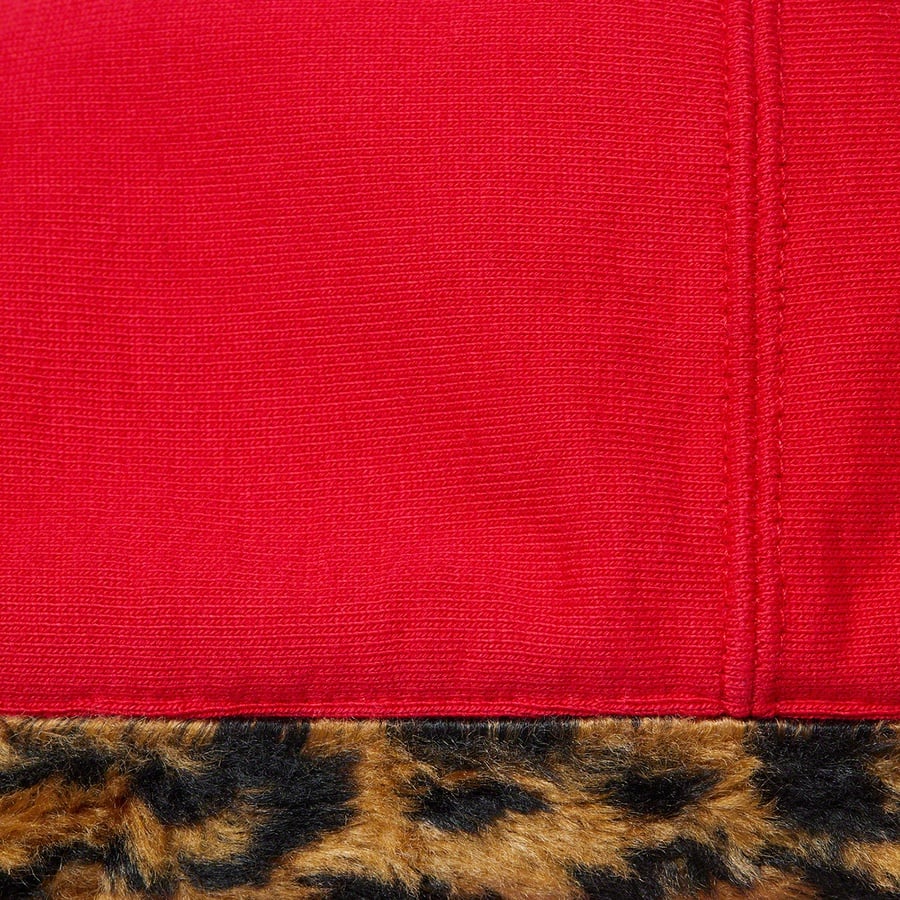 Details on Leopard Trim Hooded Sweatshirt Red from fall winter
                                                    2021 (Price is $158)