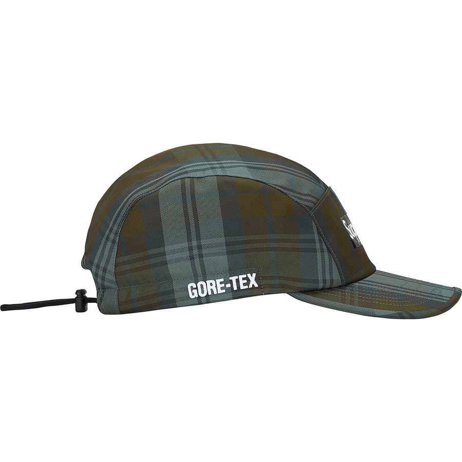 Details on GORE-TEX Tech Camp Cap Olive Plaid from fall winter 2021 (Price is $58)