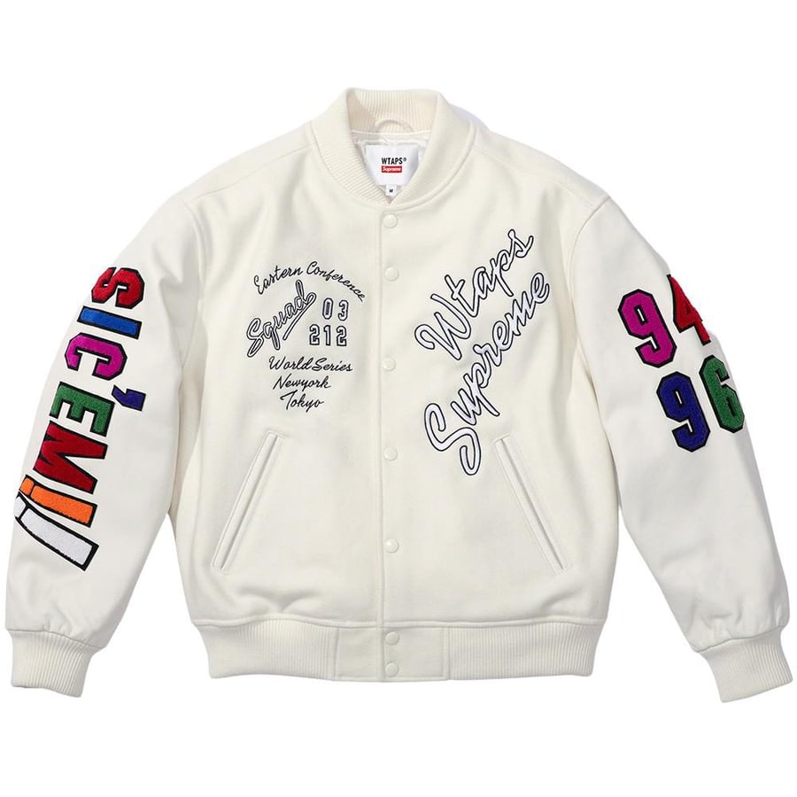 Details on Supreme WTAPS Varsity Jacket  from fall winter
                                                    2021 (Price is $568)