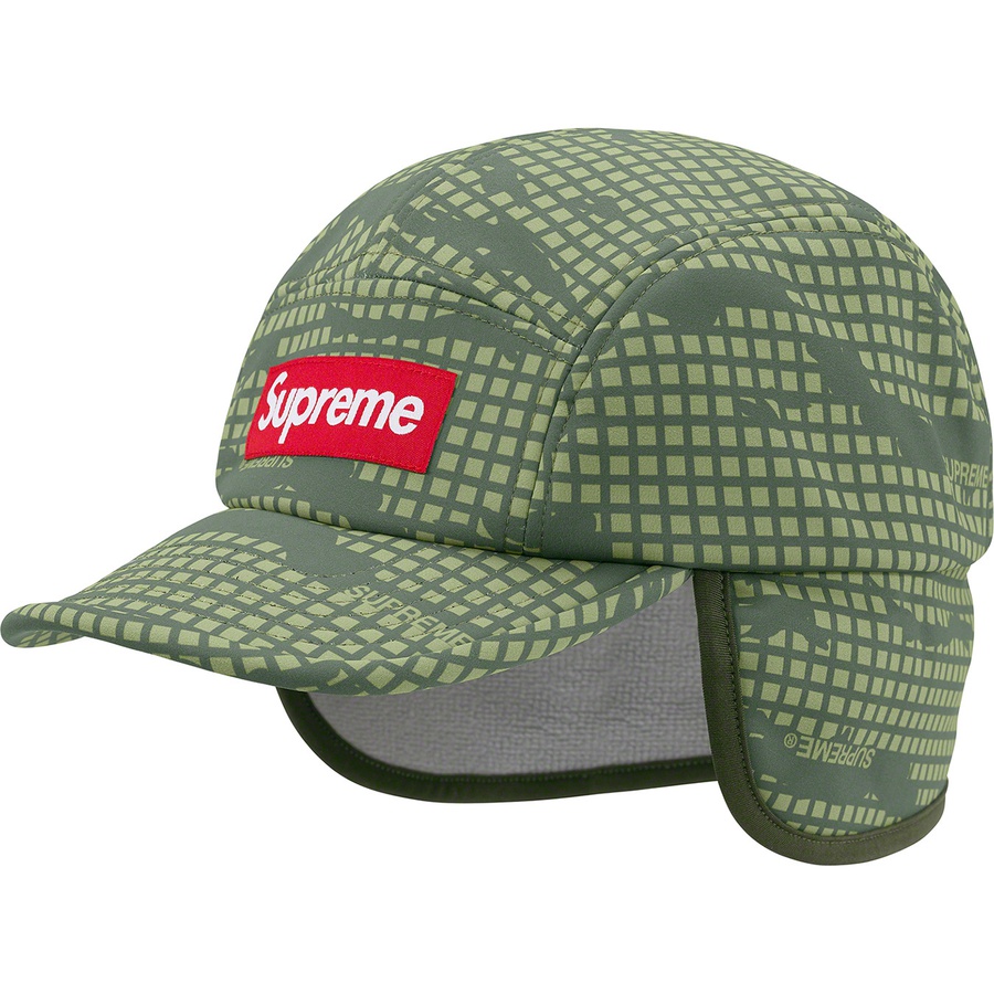 Details on WINDSTOPPER Earflap Camp Cap Olive Grid Camo from fall winter 2021 (Price is $60)