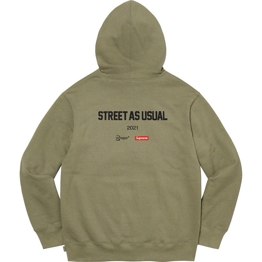 Details on Supreme WTAPS Sic’em! Hooded Sweatshirt Light Olive from fall winter 2021 (Price is $168)