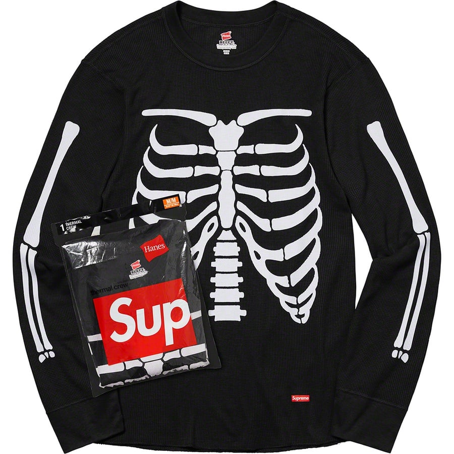 Details on Supreme Hanes Bones Thermal Crew (1 Pack) Black from fall winter
                                                    2021 (Price is $32)