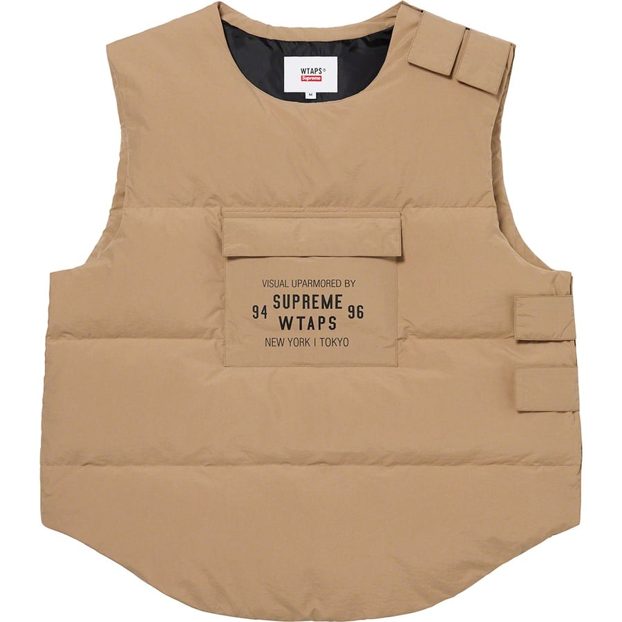 Details on Supreme WTAPS Tactical Down Vest Tan from fall winter
                                                    2021 (Price is $198)