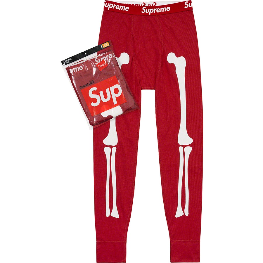 Details on Supreme Hanes Bones Thermal Pant (1 Pack) Red from fall winter 2021 (Price is $32)