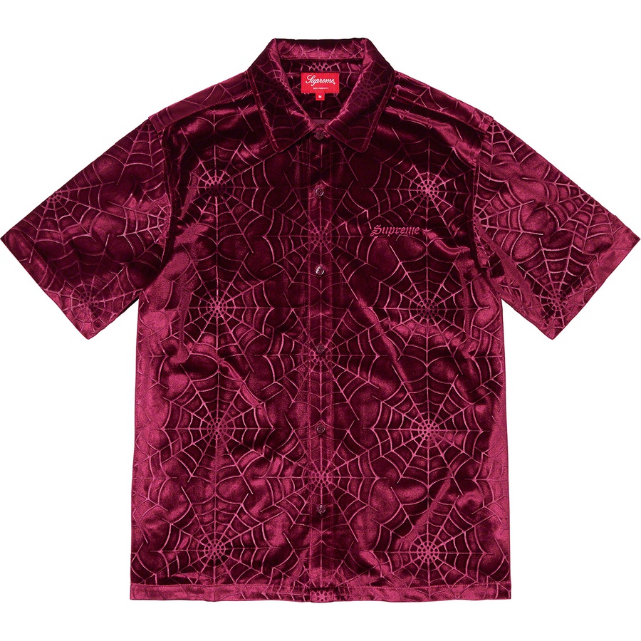 Details on Spider Web Velvet S S Shirt Burgundy from fall winter 2021 (Price is $138)